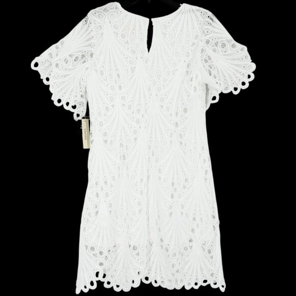 52seven Womens Pullover Full Lined Short Sleeve White Lace Shift Dress Sz 16 NWT - Picture 3 of 13